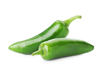 Image of Fresh green jalapeno peppers isolated on white