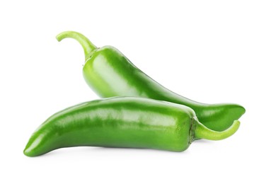 Image of Fresh green jalapeno peppers isolated on white