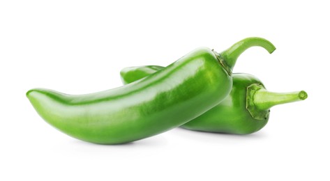 Image of Fresh green jalapeno peppers isolated on white