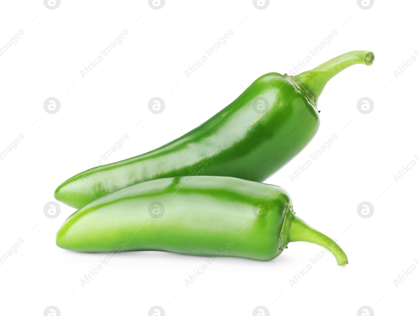 Image of Fresh green jalapeno peppers isolated on white