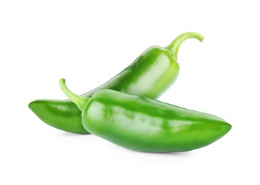 Image of Fresh green jalapeno peppers isolated on white