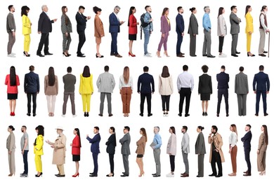 Image of Group of different men and women on white background