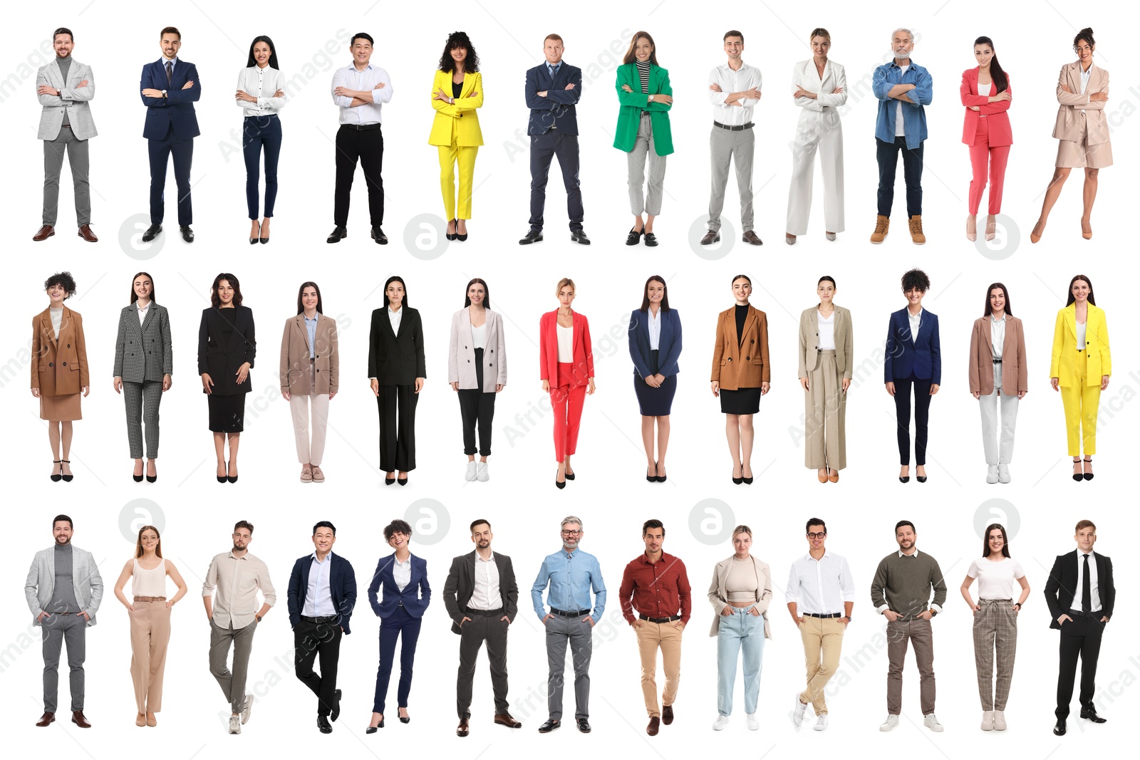 Group of different men and women on white background Image of Group of different men and women on white background