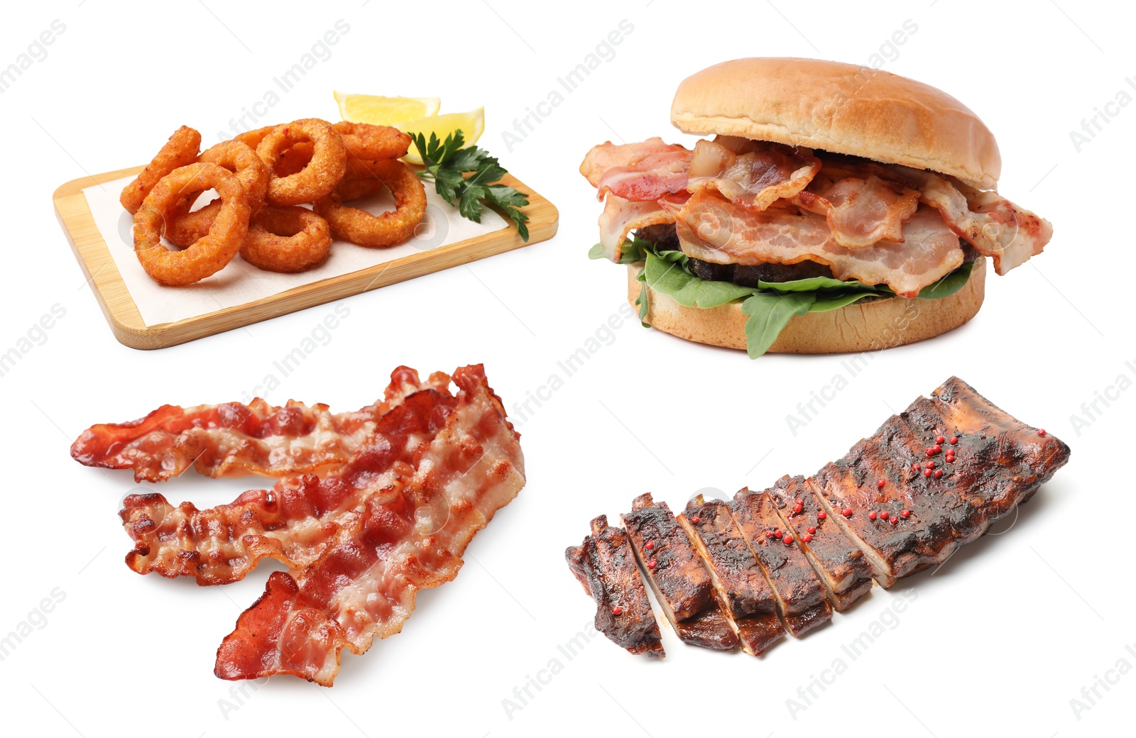 Image of Foods with greasy texture isolated on white, collection