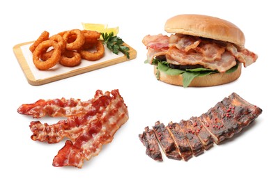 Image of Foods with greasy texture isolated on white, collection