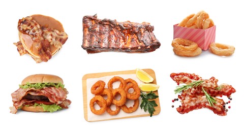 Image of Foods with greasy texture isolated on white, collection