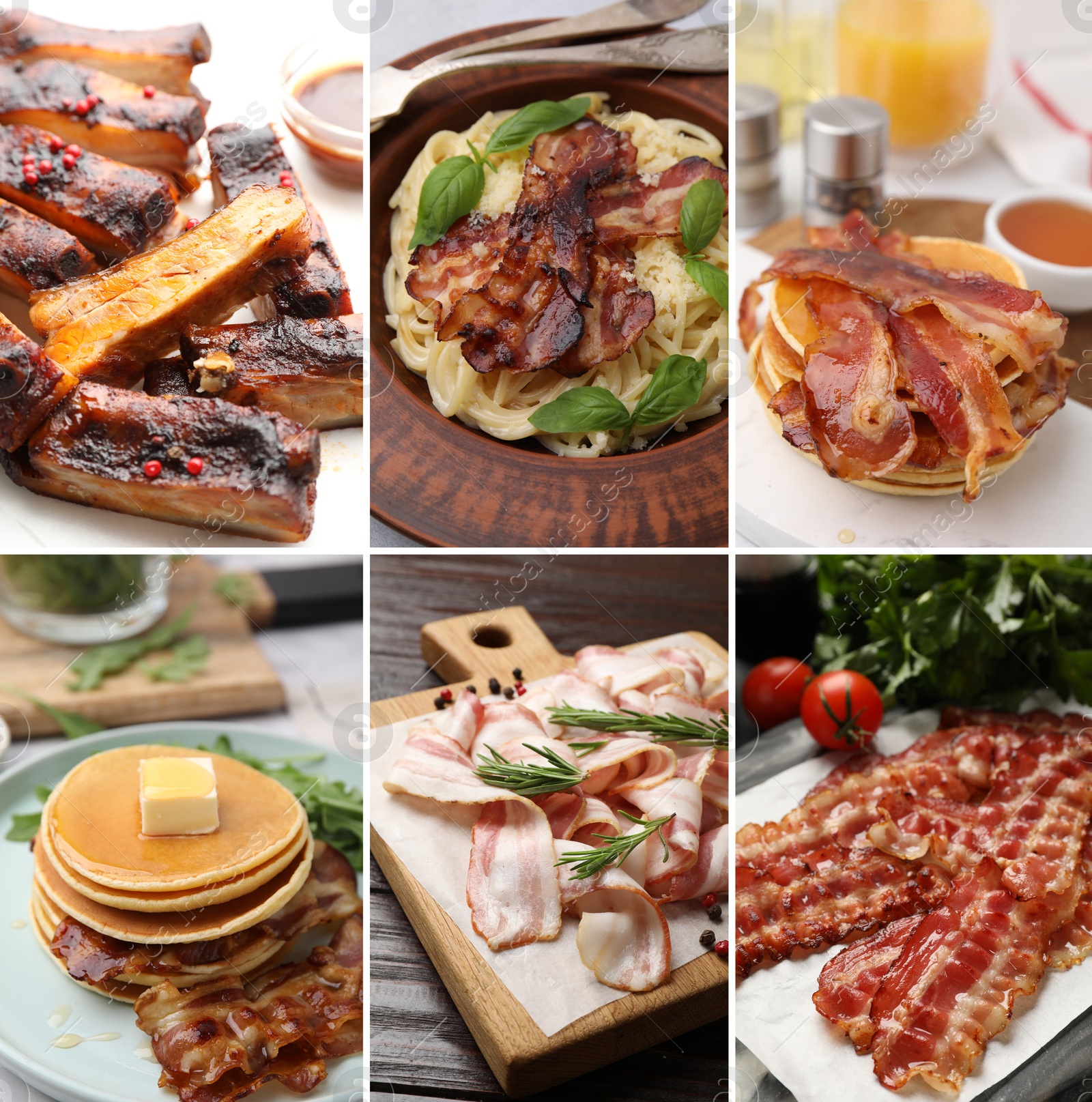 Image of Collection of foods with greasy texture, collage