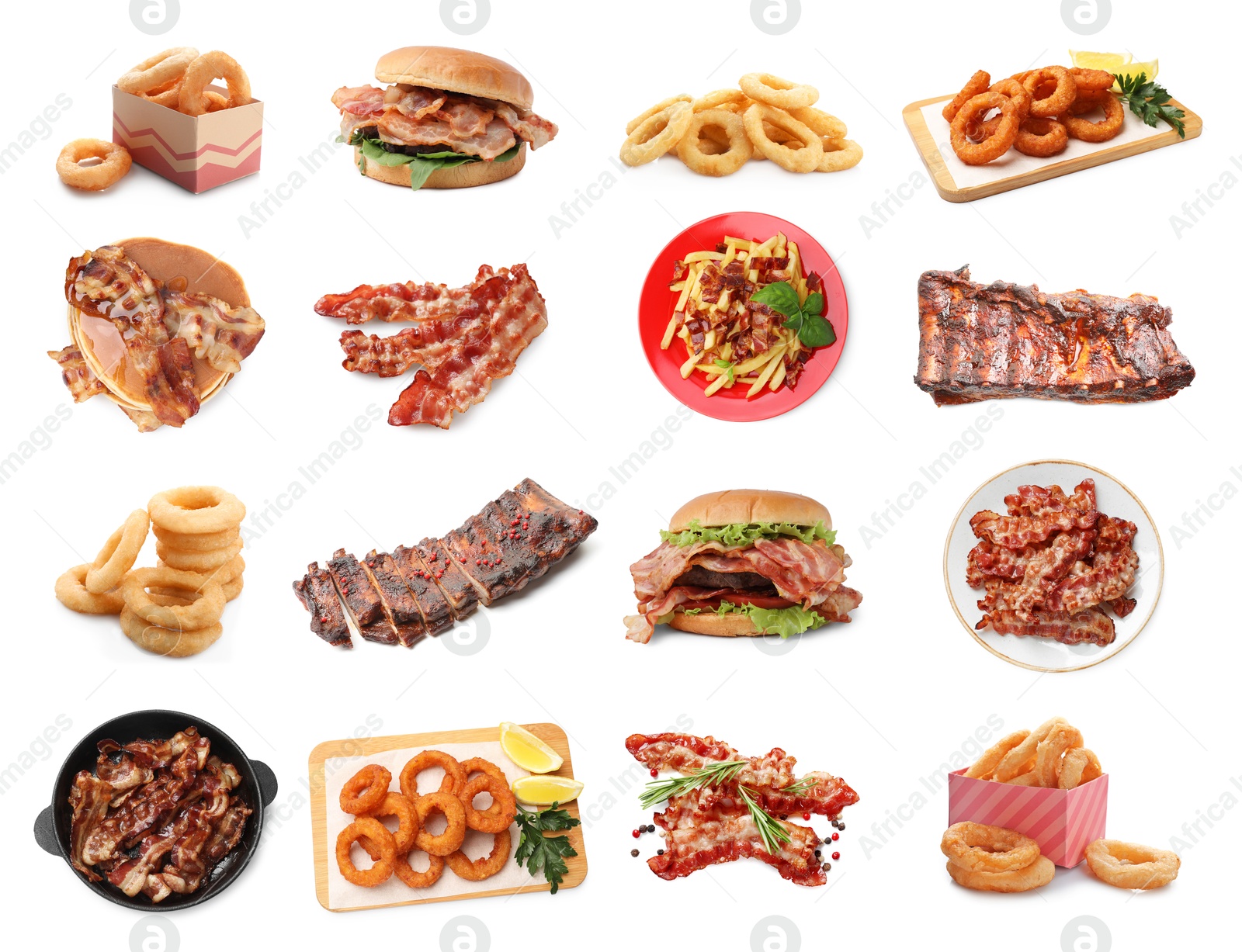 Image of Foods with greasy texture isolated on white, collection