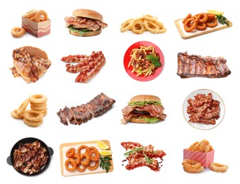 Image of Foods with greasy texture isolated on white, collection
