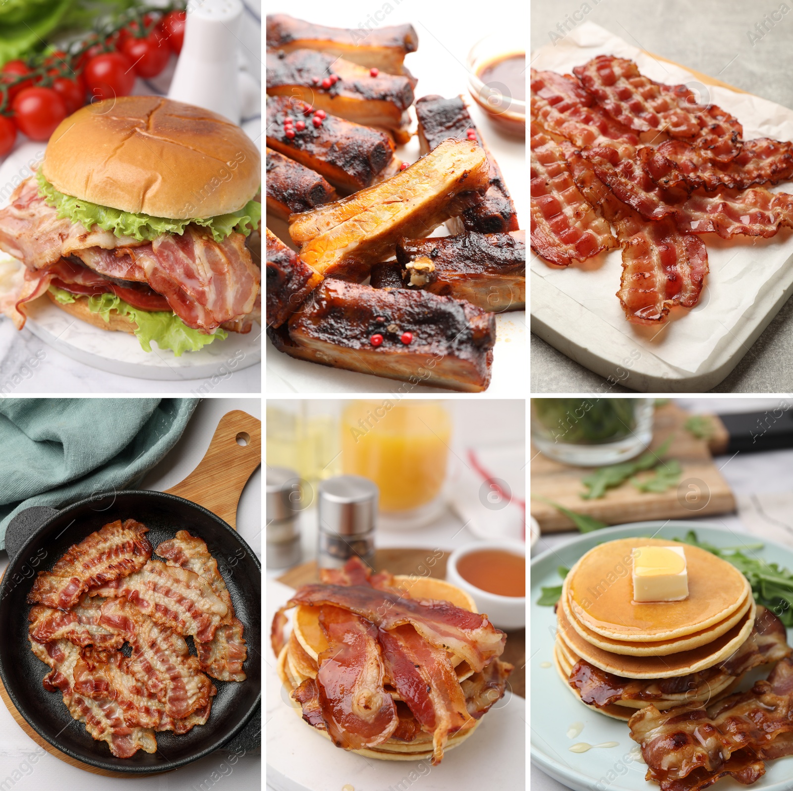 Image of Collection of foods with greasy texture, collage