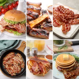 Image of Collection of foods with greasy texture, collage