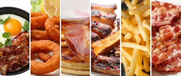 Image of Collection of foods with greasy texture, collage
