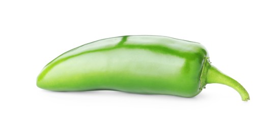 Photo of One whole green jalapeno pepper isolated on white