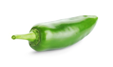 Photo of One whole green jalapeno pepper isolated on white