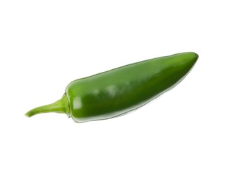 Photo of One whole green jalapeno pepper isolated on white