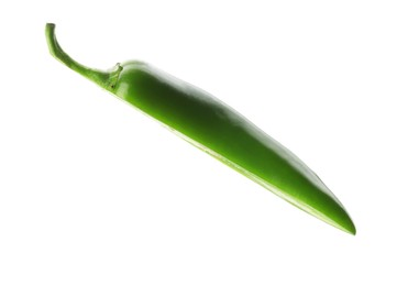 Photo of Half of green jalapeno pepper isolated on white