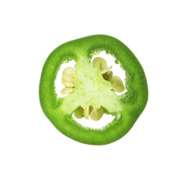 Photo of Piece of green jalapeno pepper isolated on white
