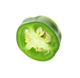 Photo of Piece of green jalapeno pepper isolated on white