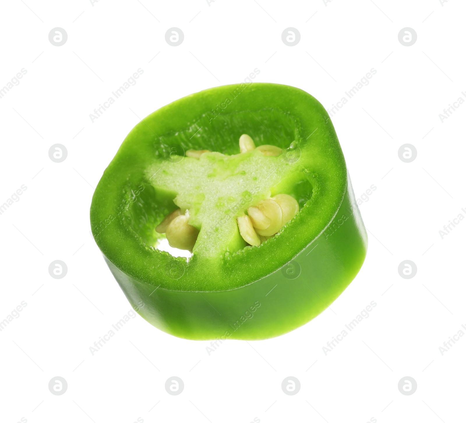 Photo of Piece of green jalapeno pepper isolated on white