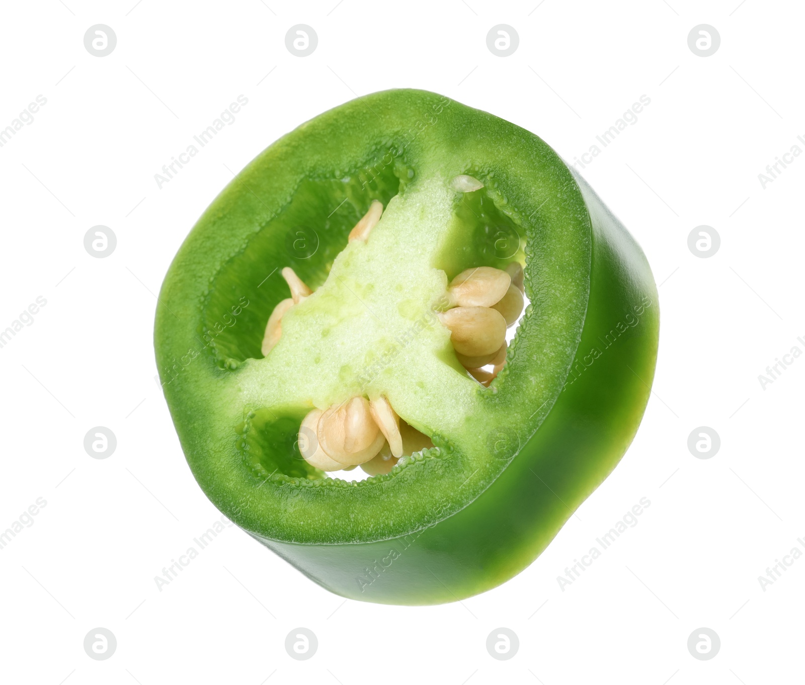 Photo of Piece of green jalapeno pepper isolated on white