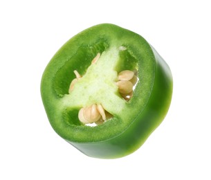 Photo of Piece of green jalapeno pepper isolated on white