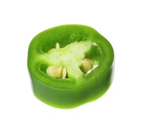Photo of Piece of green jalapeno pepper isolated on white