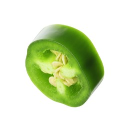 Photo of Piece of green jalapeno pepper isolated on white