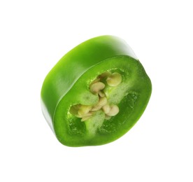 Photo of Piece of green jalapeno pepper isolated on white
