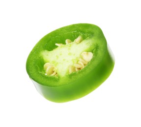 Photo of Piece of green jalapeno pepper isolated on white