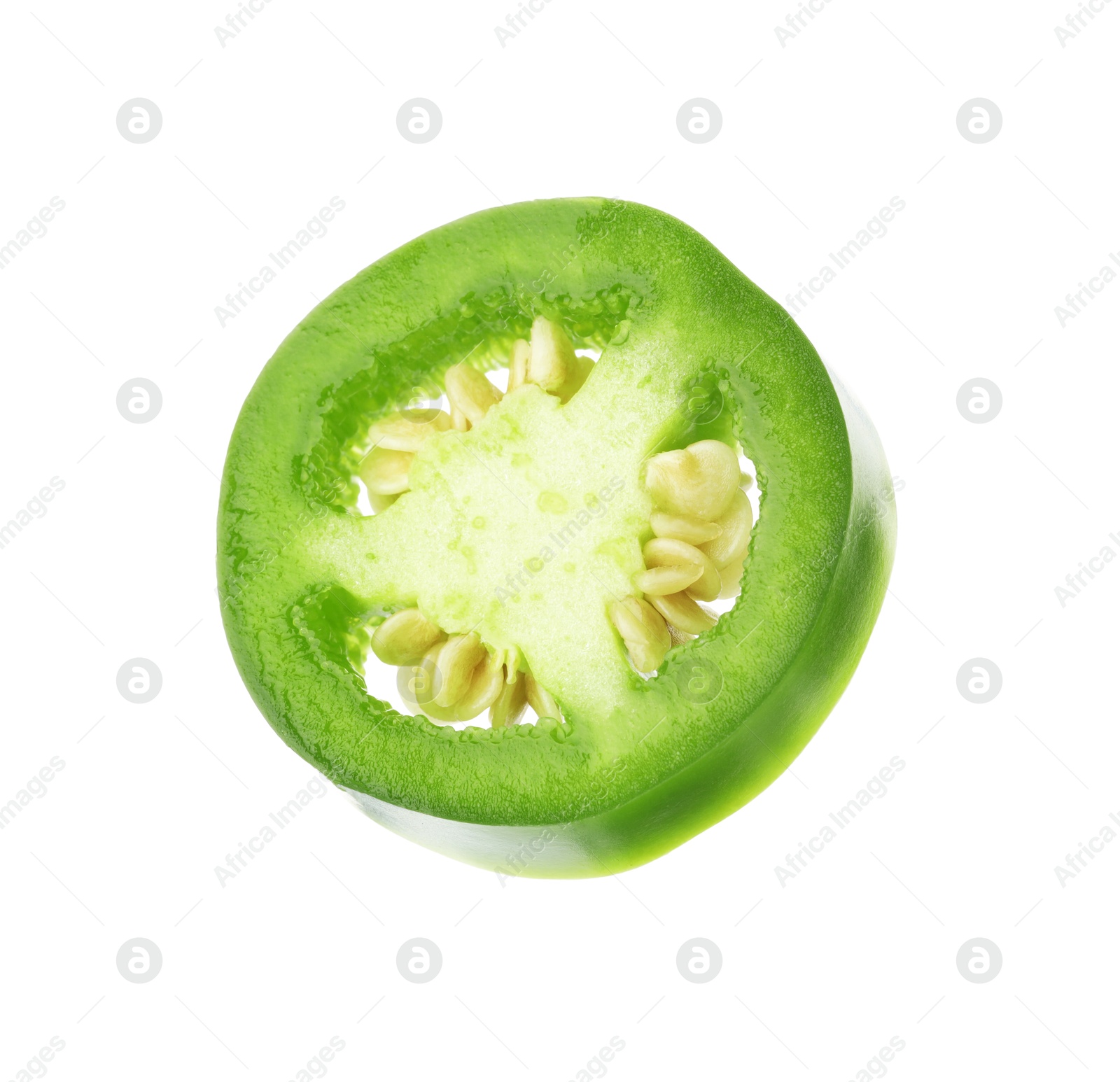 Photo of Piece of green jalapeno pepper isolated on white
