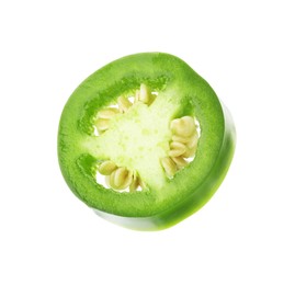 Photo of Piece of green jalapeno pepper isolated on white