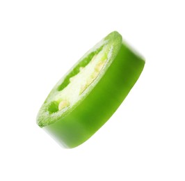 Photo of Piece of green jalapeno pepper isolated on white