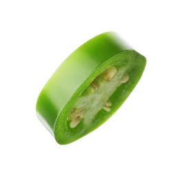 Photo of Piece of green jalapeno pepper isolated on white