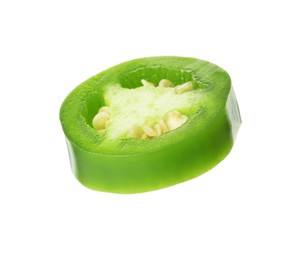 Photo of Piece of green jalapeno pepper isolated on white