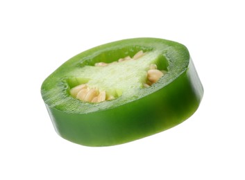Photo of Piece of green jalapeno pepper isolated on white