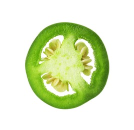 Photo of Piece of green jalapeno pepper isolated on white