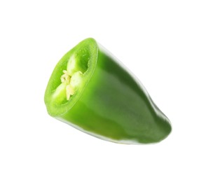 Photo of Piece of green jalapeno pepper isolated on white
