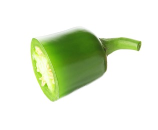 Photo of Piece of green jalapeno pepper isolated on white
