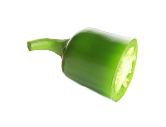 Photo of Piece of green jalapeno pepper isolated on white