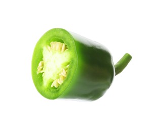 Photo of Piece of green jalapeno pepper isolated on white