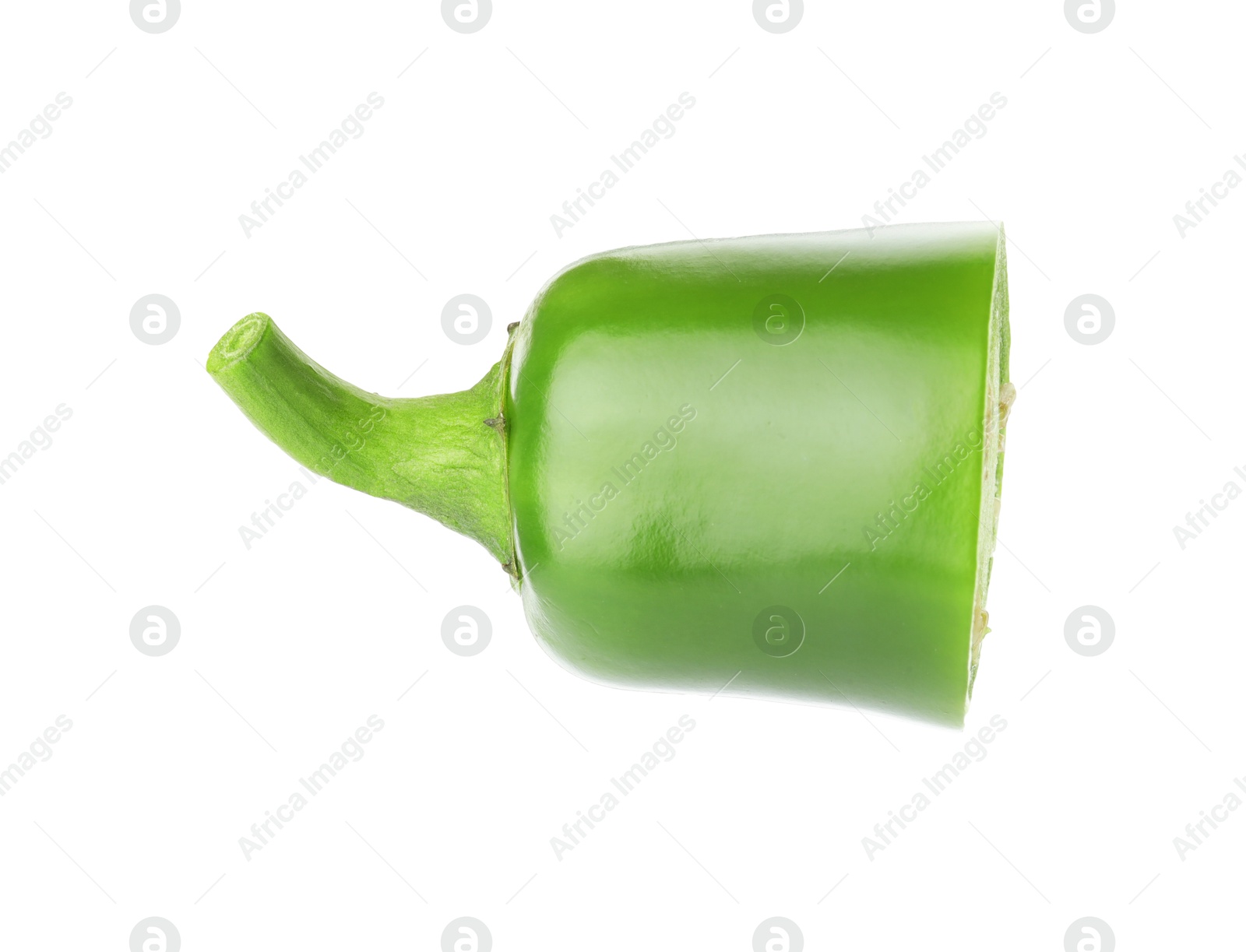 Photo of Piece of green jalapeno pepper isolated on white
