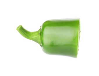 Photo of Piece of green jalapeno pepper isolated on white
