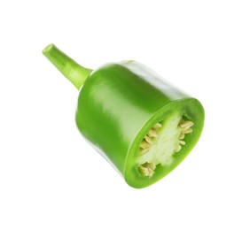 Photo of Piece of green jalapeno pepper isolated on white