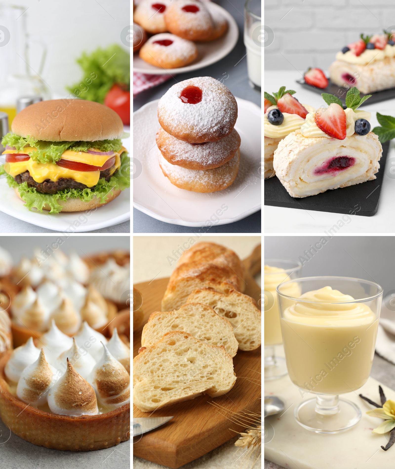 Foods with fluffy or airy texture, collage Image of Foods with fluffy or airy texture, collage