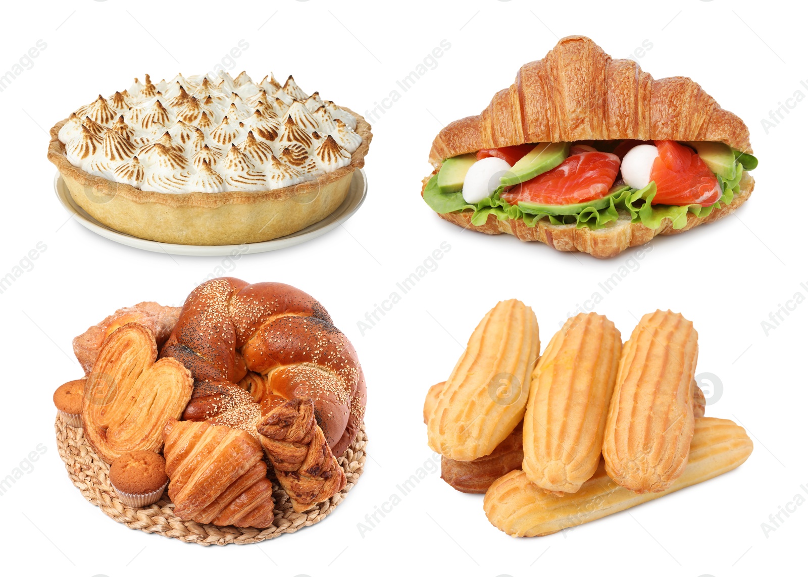 Foods with fluffy or airy texture, set on white background Image of Foods with fluffy or airy texture, set on white background