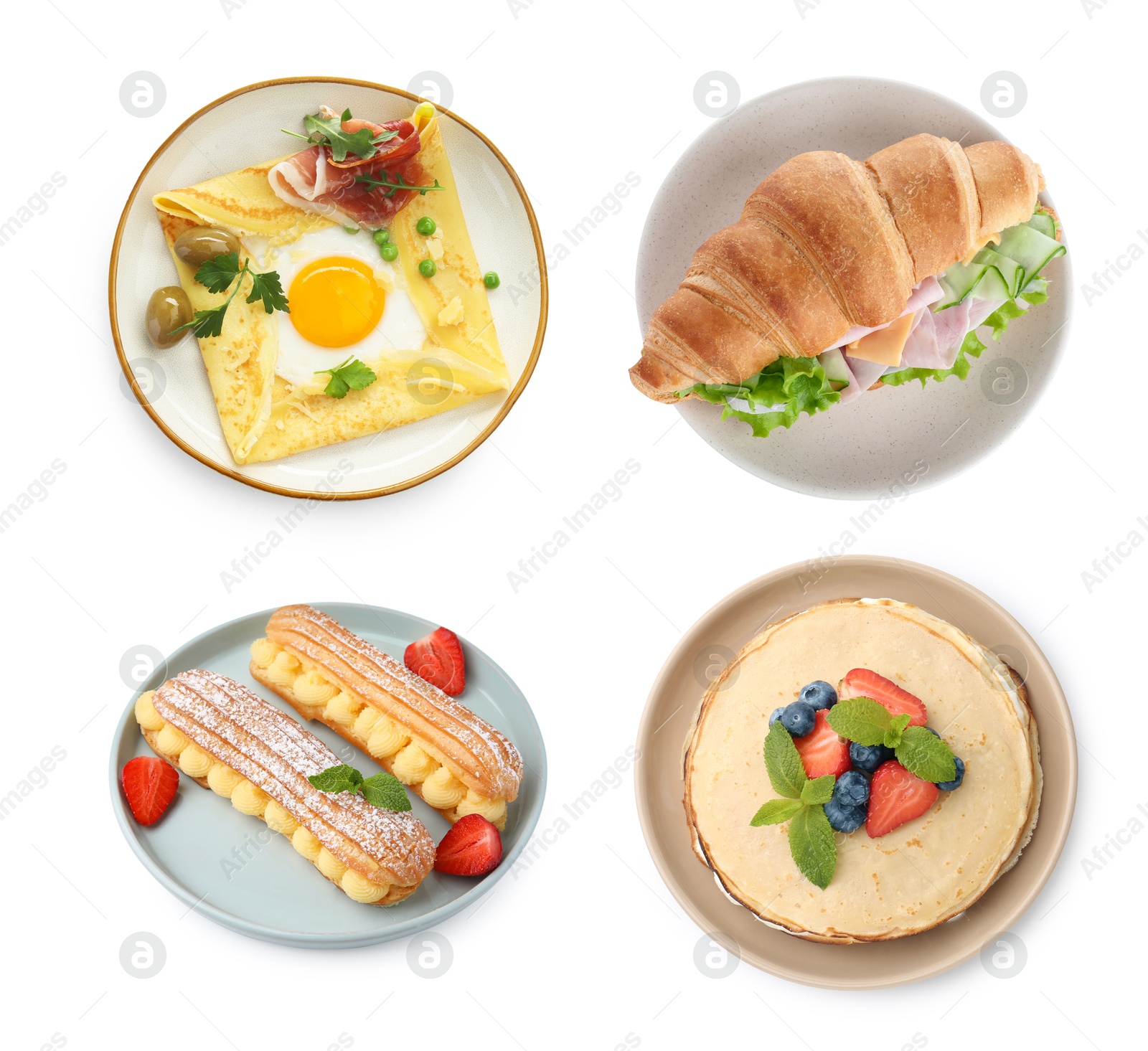 Image of Foods with fluffy or airy texture, set on white background