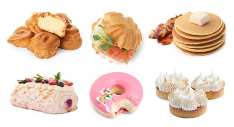 Image of Foods with fluffy or airy texture, set on white background