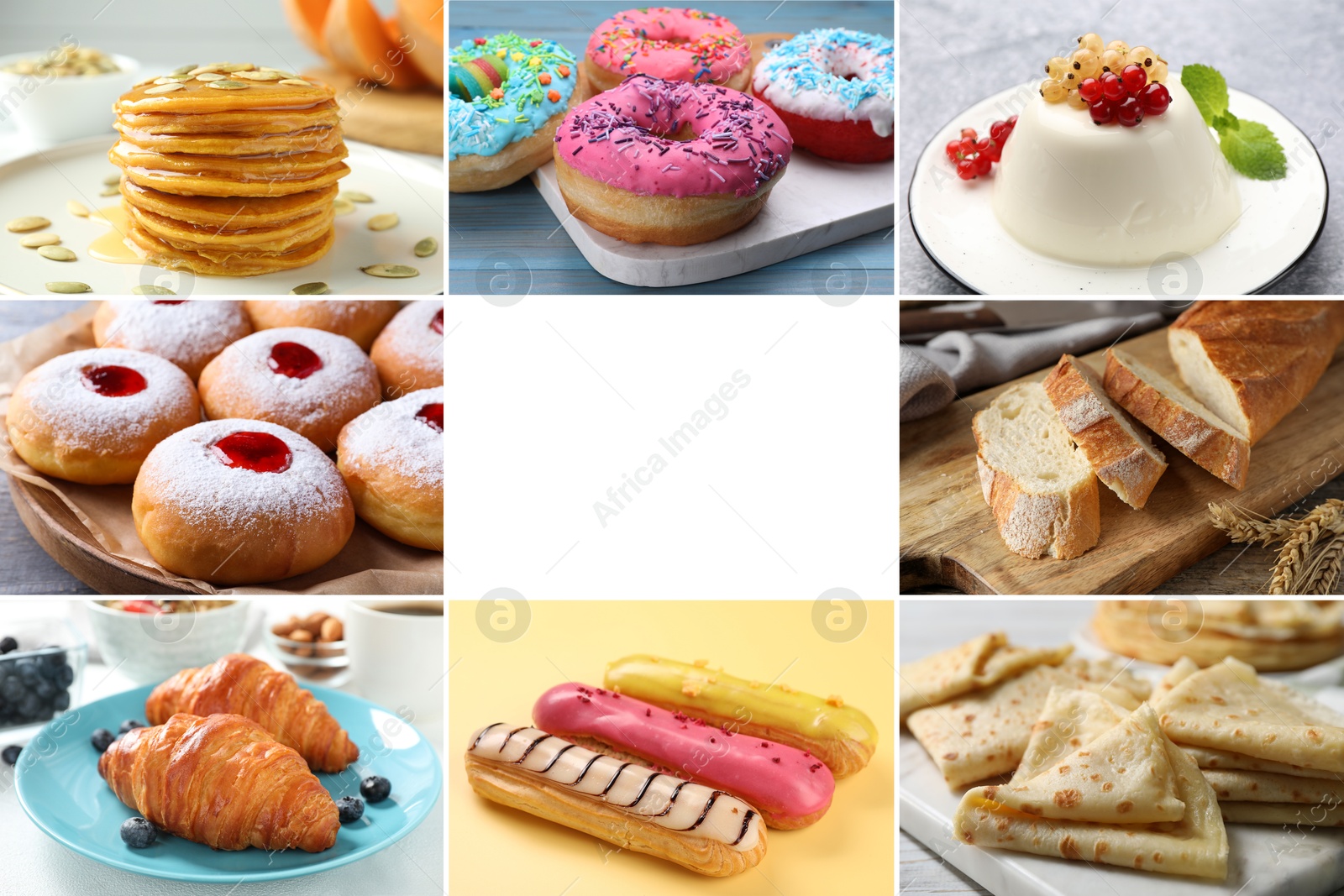 Foods with fluffy or airy texture, collage Image of Foods with fluffy or airy texture, collage