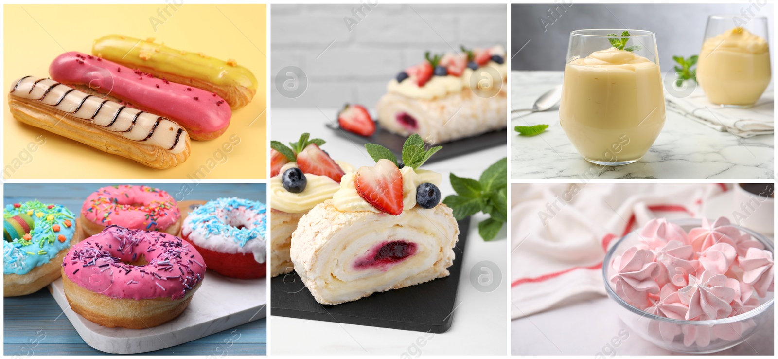 Foods with fluffy or airy texture, collage Image of Foods with fluffy or airy texture, collage