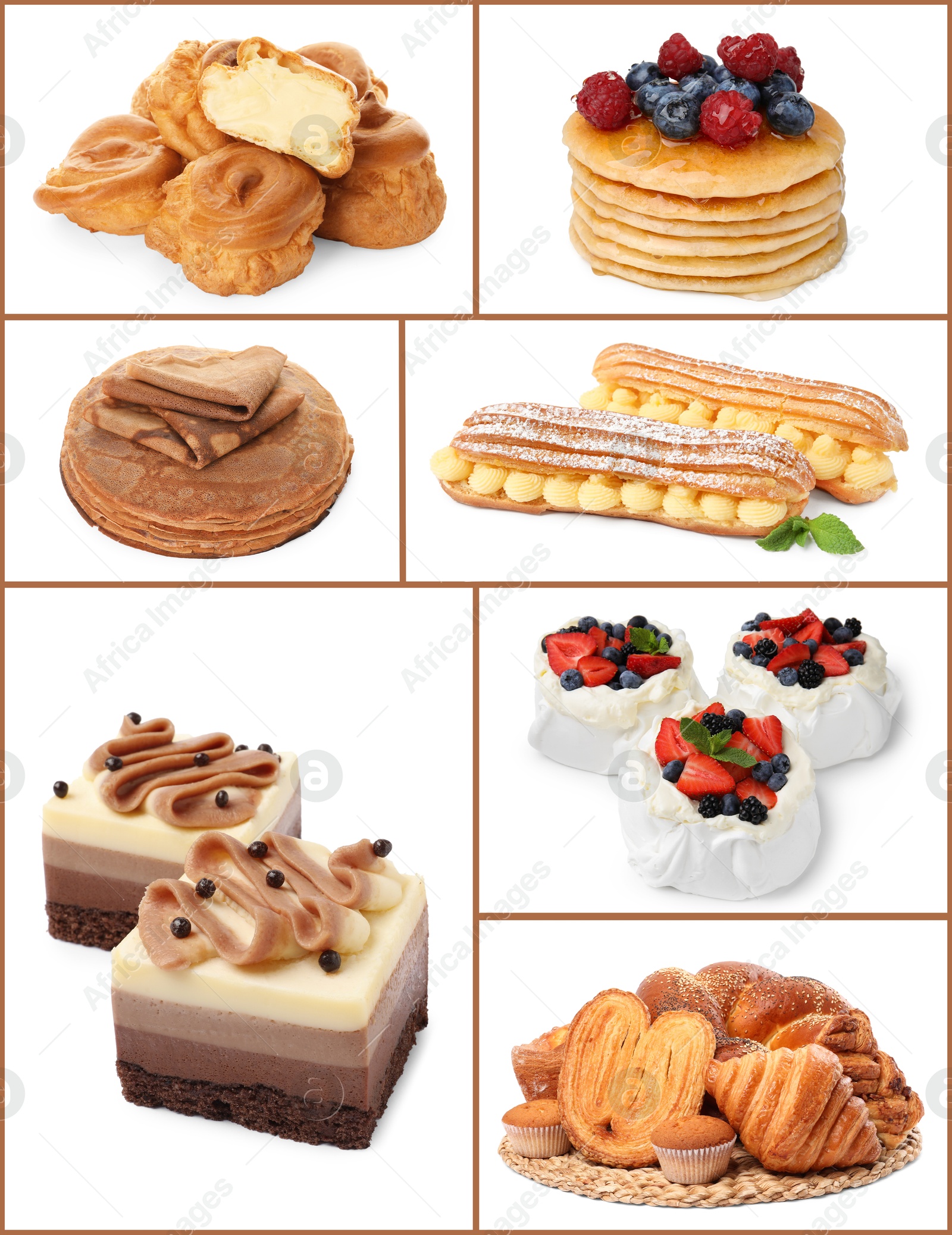 Foods with fluffy or airy texture, collage on white background Image of Foods with fluffy or airy texture, collage on white background